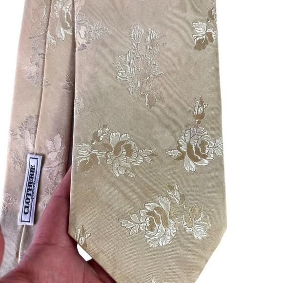 Ermenegildo Zegna Silk Tie Men’s Designer Gold Floral Pattern - Picture 9 of 10